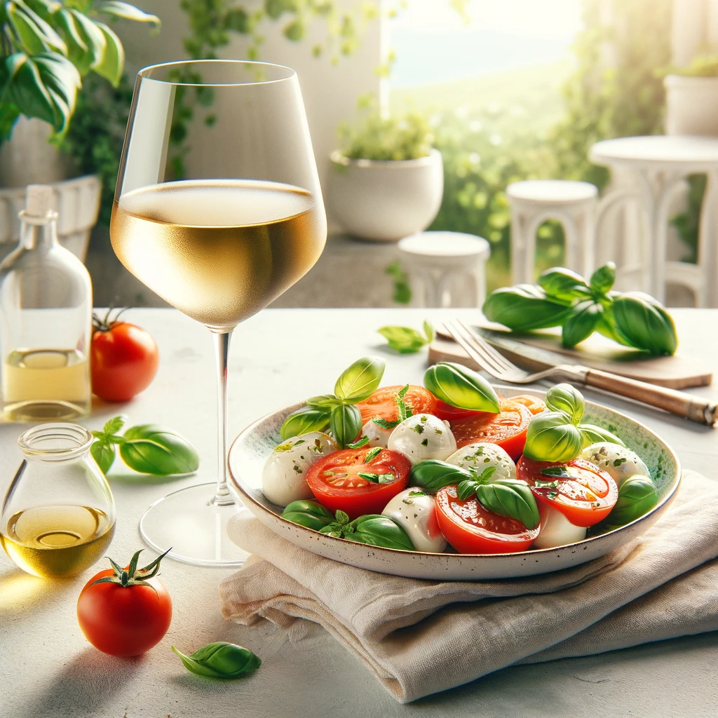 Fiano and Caprese salad pairing